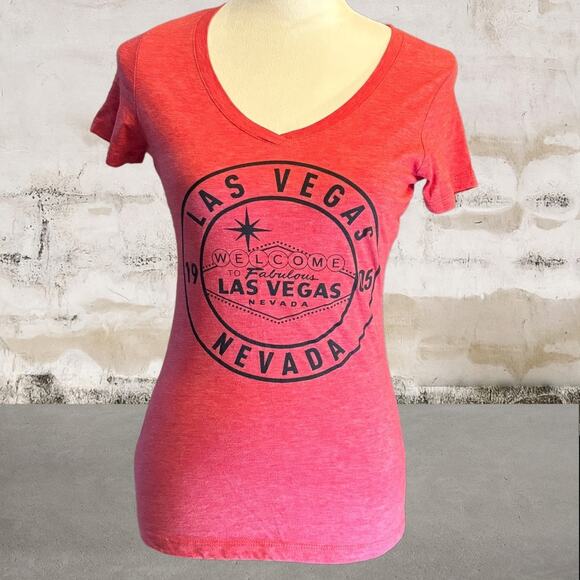 Next Level Apparel Women's Las Vegas Nevada Red V-Neck T-Shirt - Size Small - Picture 1 of 5